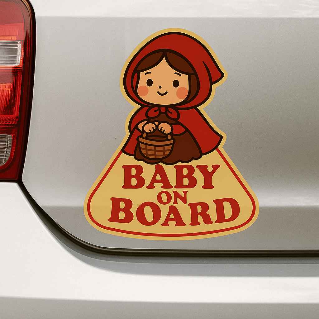 Little Red Riding Hood Baby On Board Car Sticker – High Quality Cute Fairy Tale Infant Safety Decal