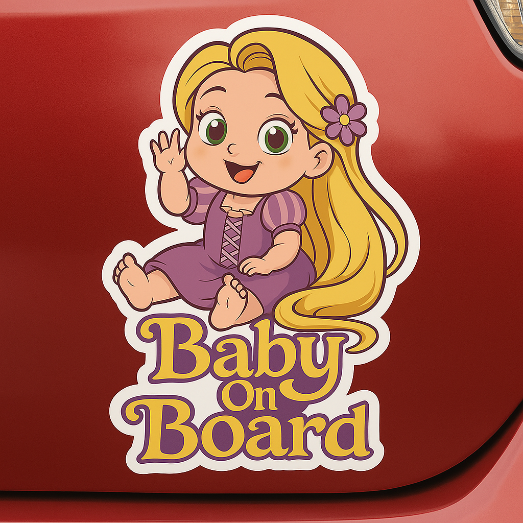 Rapunzel Baby On Board Car Sticker – Cute Infant Princess Decal (6x8 & 8x10)