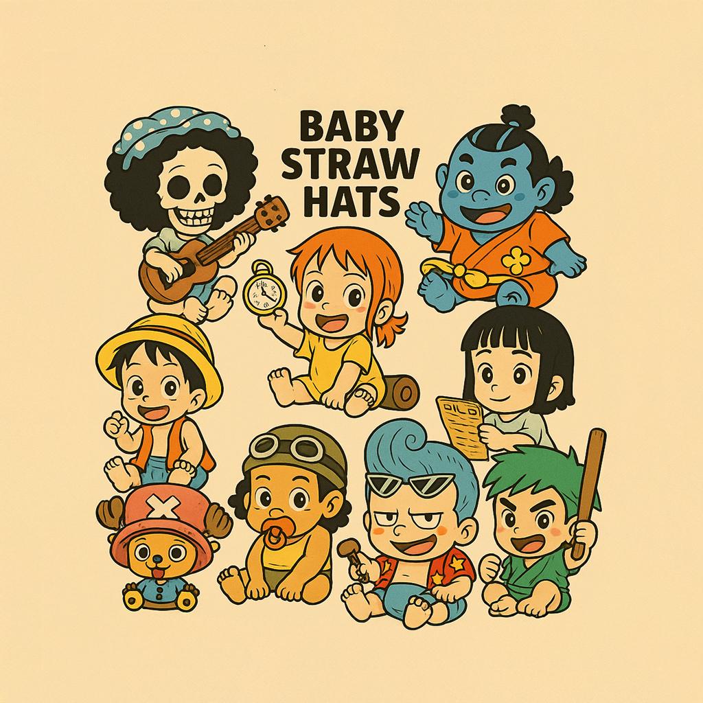 Digital Print Cute Baby Strawhats Pirates, One Piece Anime, Printable, DIY Crafts, Scrapbooks, Car Decals, Stickers, Quality Fast Download